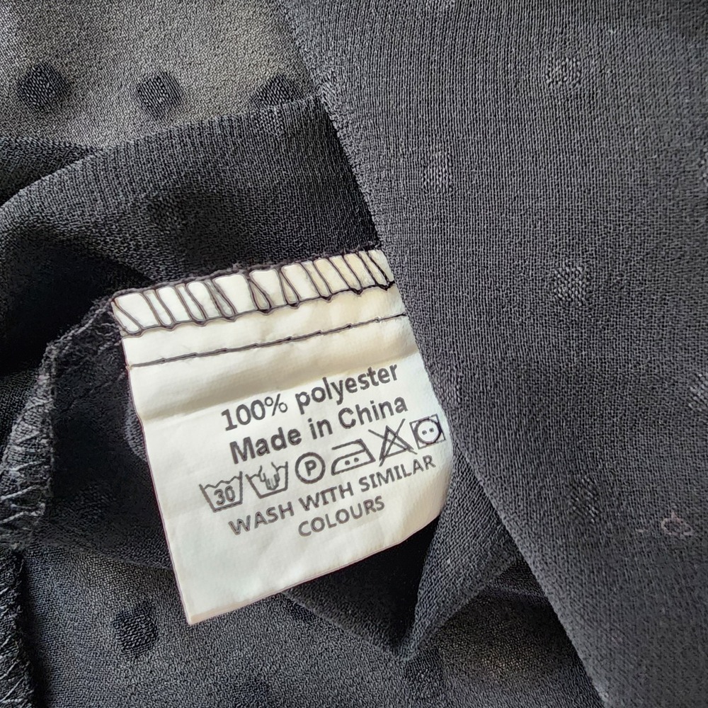 Incerun‎ Black Dotted Sheer Long Sleeve Button-Up Top Womens Size XL Whimsgoth - Picture 8 of 12